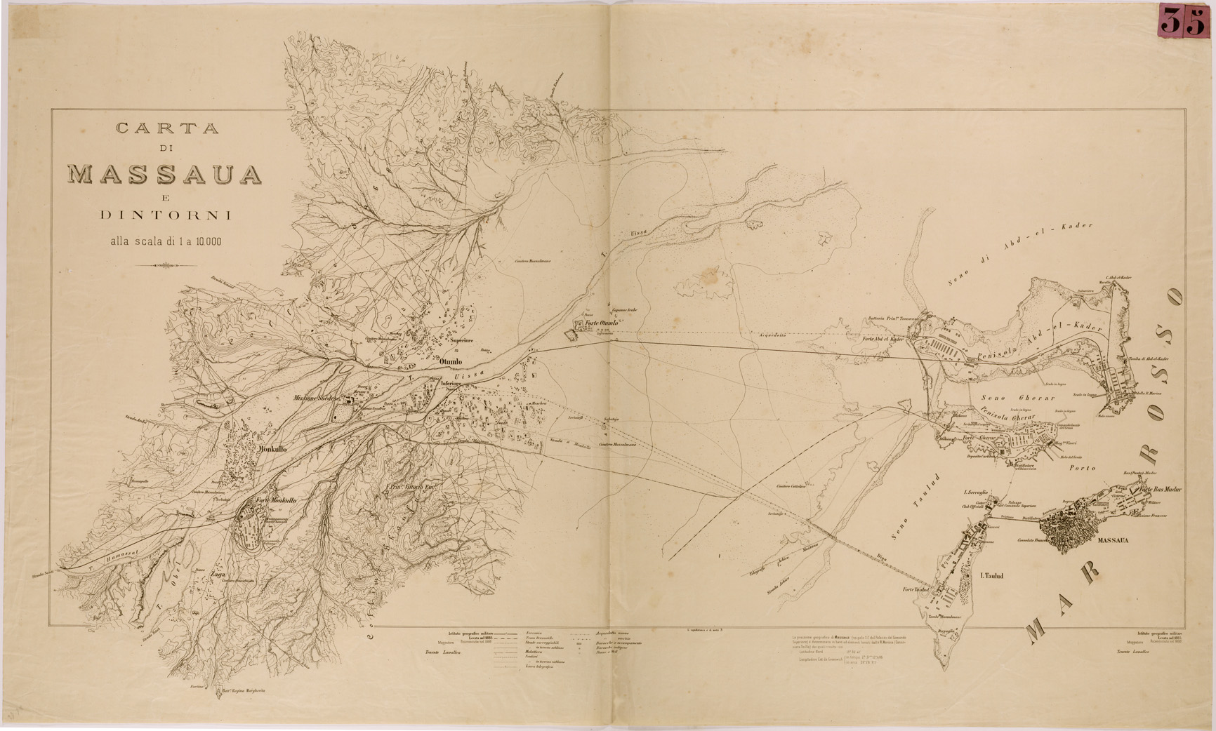 (N:28848) MASSAUA E DINTORNI - EDIZIONE 2 (SE003883) Carte e stampe antiche: riproduzione a colori su carta (formato A1)