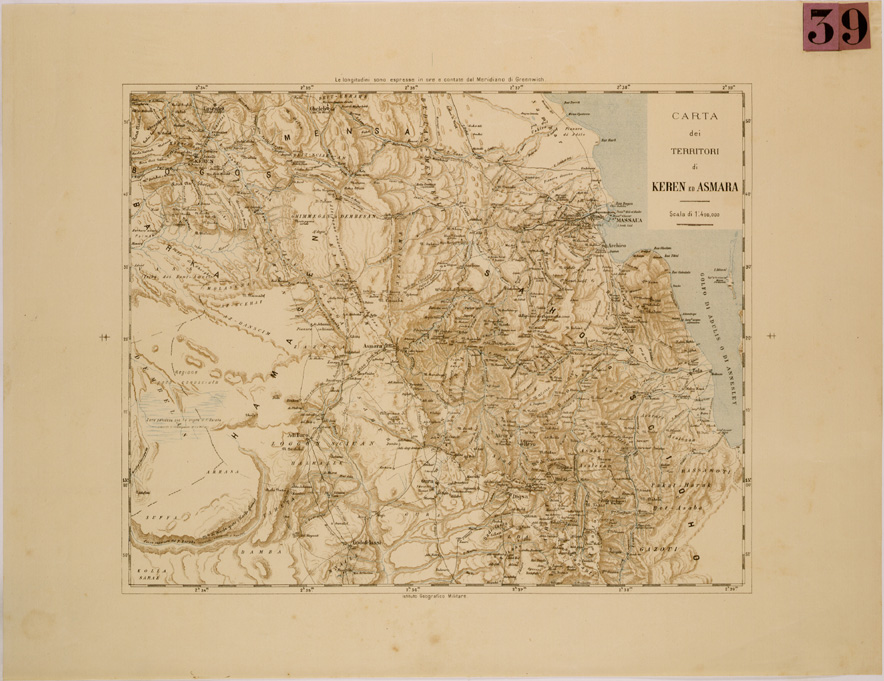 (N:30014) CARTA DEI TERRITORI DI KEREN ED ASMARA (SE003887) Carte e stampe antiche: riproduzione a colori su carta (formato A1)