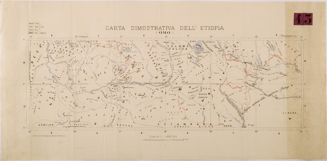 (N:30020) CARTA DIMOSTRATIVA DELL' ETIOPIA - OMO (SE003893) Carte e stampe antiche: riproduzione a colori su carta (formato A1)