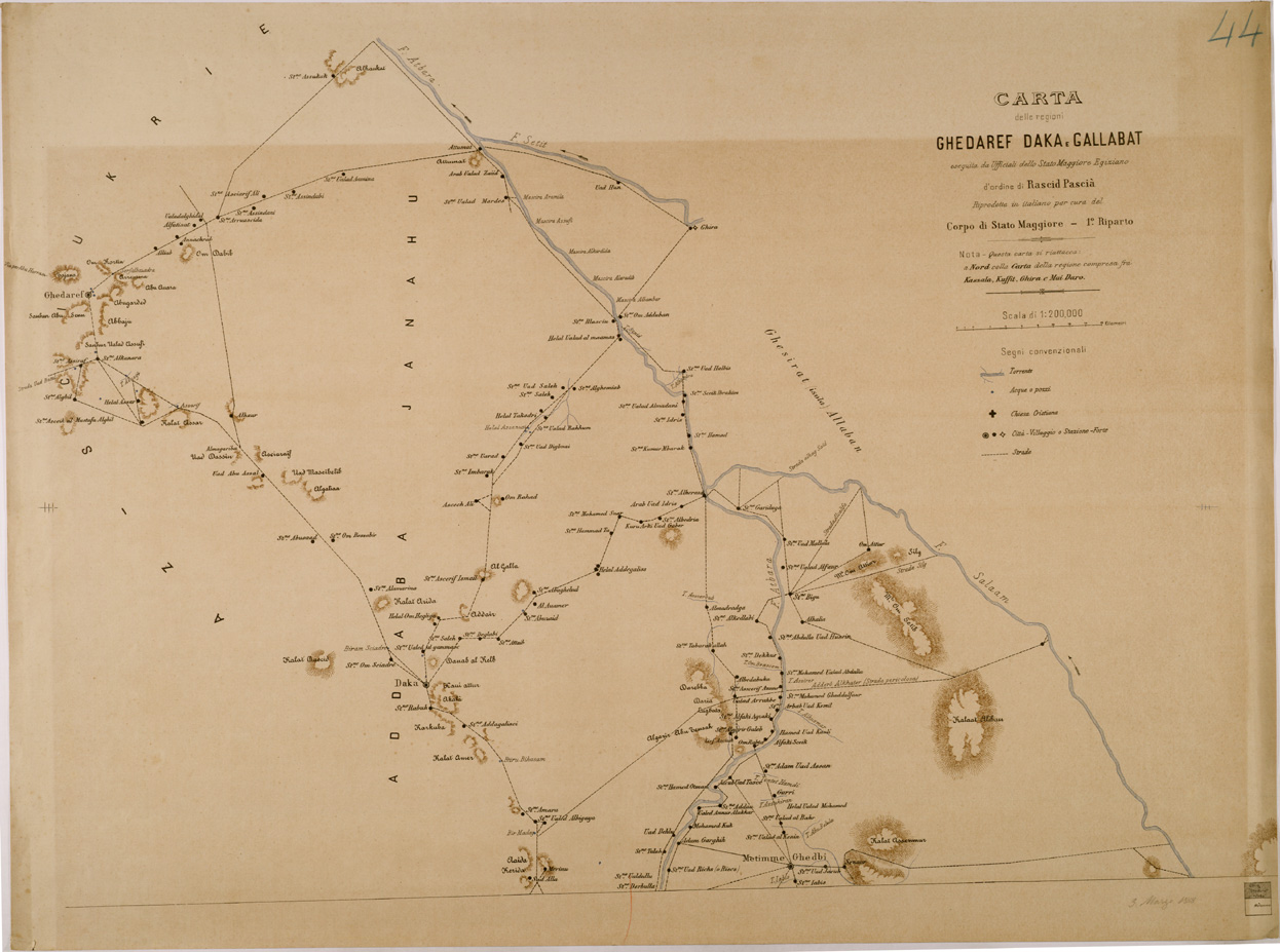 (N:30024) CARTA DELLE REGIONI GHEDAREF DAKA E GALLABAT - TAVOLA NORD (SE003897) Carte e stampe antiche: riproduzione a colori su carta (formato A1)