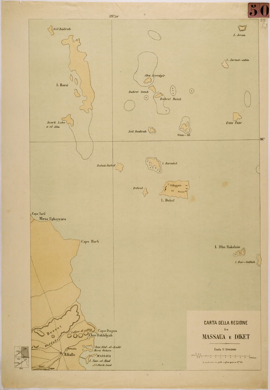 (N:30029) CARTA DELLA REGIONE FRA MASSAUA E DIKET - TAVOLA EST (SE003902) Carte e stampe antiche: riproduzione a colori su carta (formato A1)