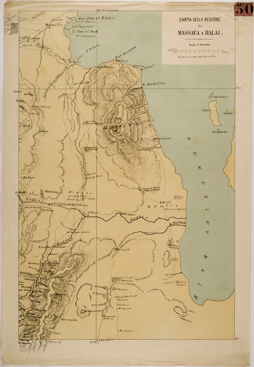 (N:30031) CARTA DELLA REGIONE FRA MASSAUA E HALAI - TAVOLA EST (SE003904) Carte e stampe antiche: riproduzione a colori su carta (formato A1)