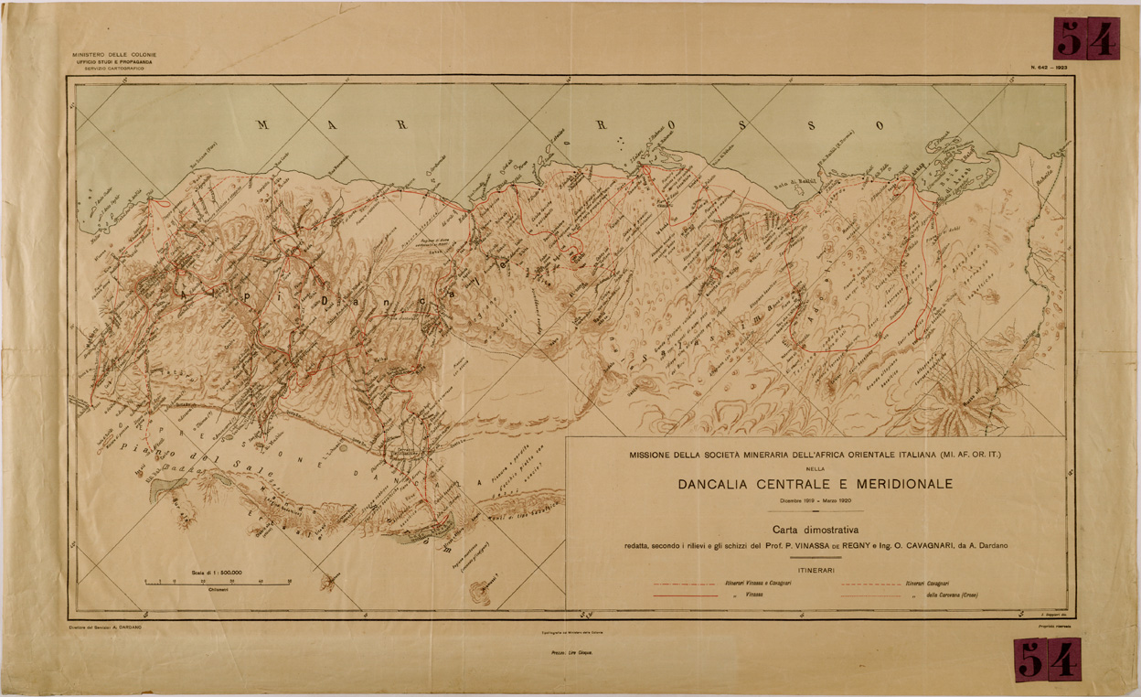 (N:30036) DANCALIA CENTRALE E MERIDIONALE (SE003909) Carte e stampe antiche: riproduzione a colori su carta (formato A1)