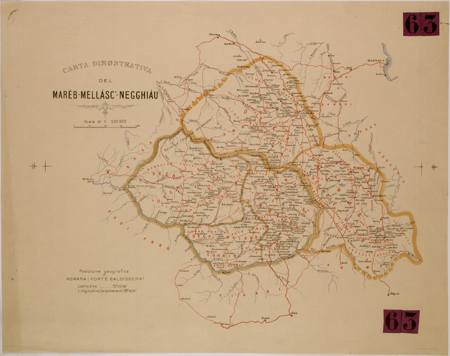 (N:30044) CARTA DIMOSTRATIVA DEL MAREB MELLASC NEGGHIAU (SE003916) Carte e stampe antiche: riproduzione a colori su carta (formato A1)