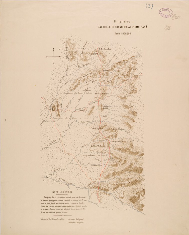 (N:30094) ITINERARI OLTRE IL SETIT - FOGLIO 3 - DAL COLLE CHENCHER AL FIUME CASA (SE003966) Carte e stampe antiche: riproduzione a colori su carta (formato A1)
