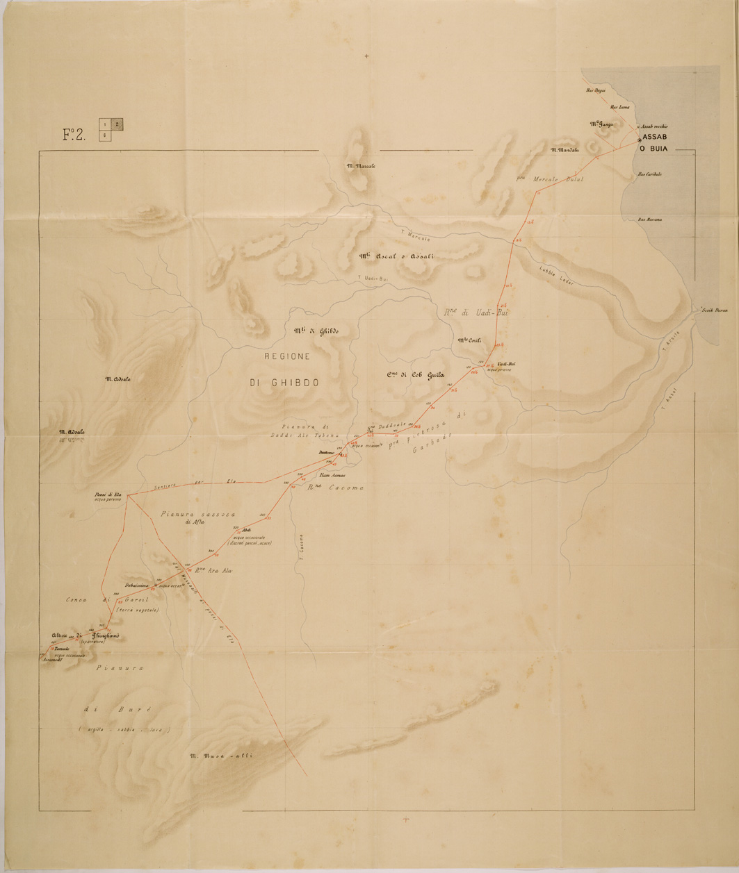 (N:30113) ITINERARIO DA ASSAB ALL'AUSSA ED ALLA FINE DEL GOLIMA FOGLIO 2 (SE003976) Carte e stampe antiche: riproduzione a colori su carta (formato A1)
