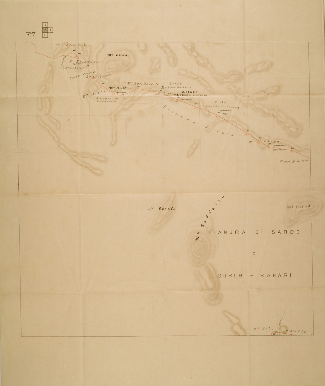 (N:30118) ITINERARIO DA ASSAB ALL'AUSSA ED ALLA FINE DEL GOLIMA FOGLIO 7 (SE003982) Carte e stampe antiche: riproduzione a colori su carta (formato A1)