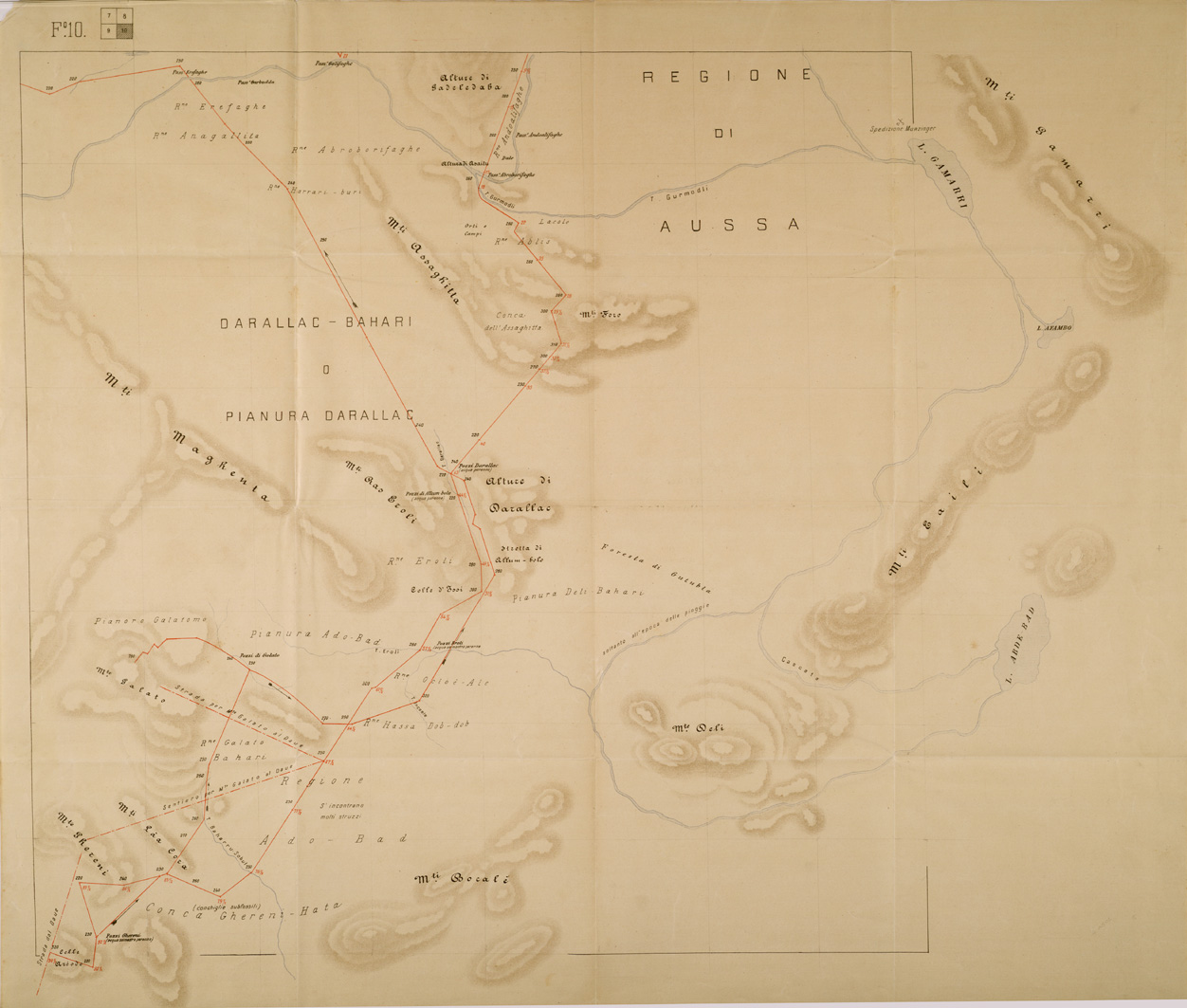 (N:30121) ITINERARIO DA ASSAB ALL'AUSSA ED ALLA FINE DEL GOLIMA FOGLIO 10 (SE003985) Carte e stampe antiche: riproduzione a colori su carta (formato A1)