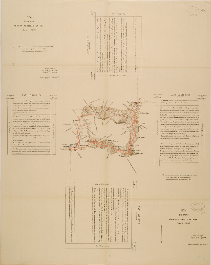 (N:30147) ITINERARIO 3 ASMARA NEFASIT GHINDA ED ITINERARIO 4 ASMARA AZ NEFAS GHINDA (SE003990) Carte e stampe antiche: riproduzione a colori su carta (formato A1)