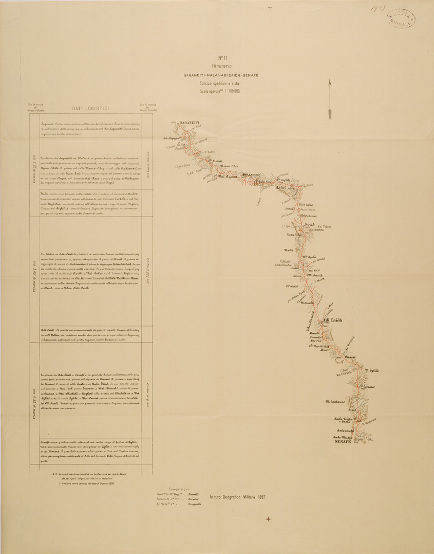 (N:30159) ITINERARIO11 SAGANEITI HALAI ADI CAIEH SENAFE (SE003997) Carte e stampe antiche: riproduzione a colori su carta (formato A1)