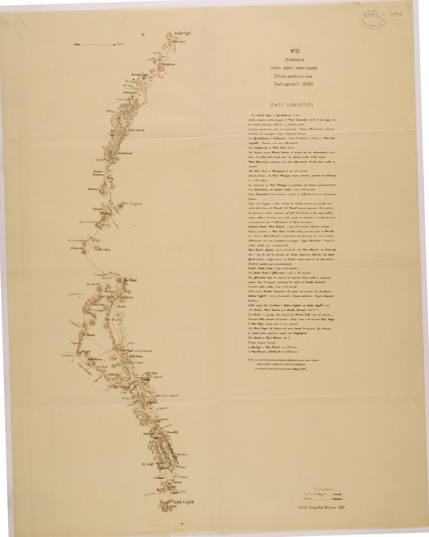(N:30163) ITINERARIO 14 ADDI UGRI ADDI CAIEH (SE004001) Carte e stampe antiche: riproduzione a colori su carta (formato A1)