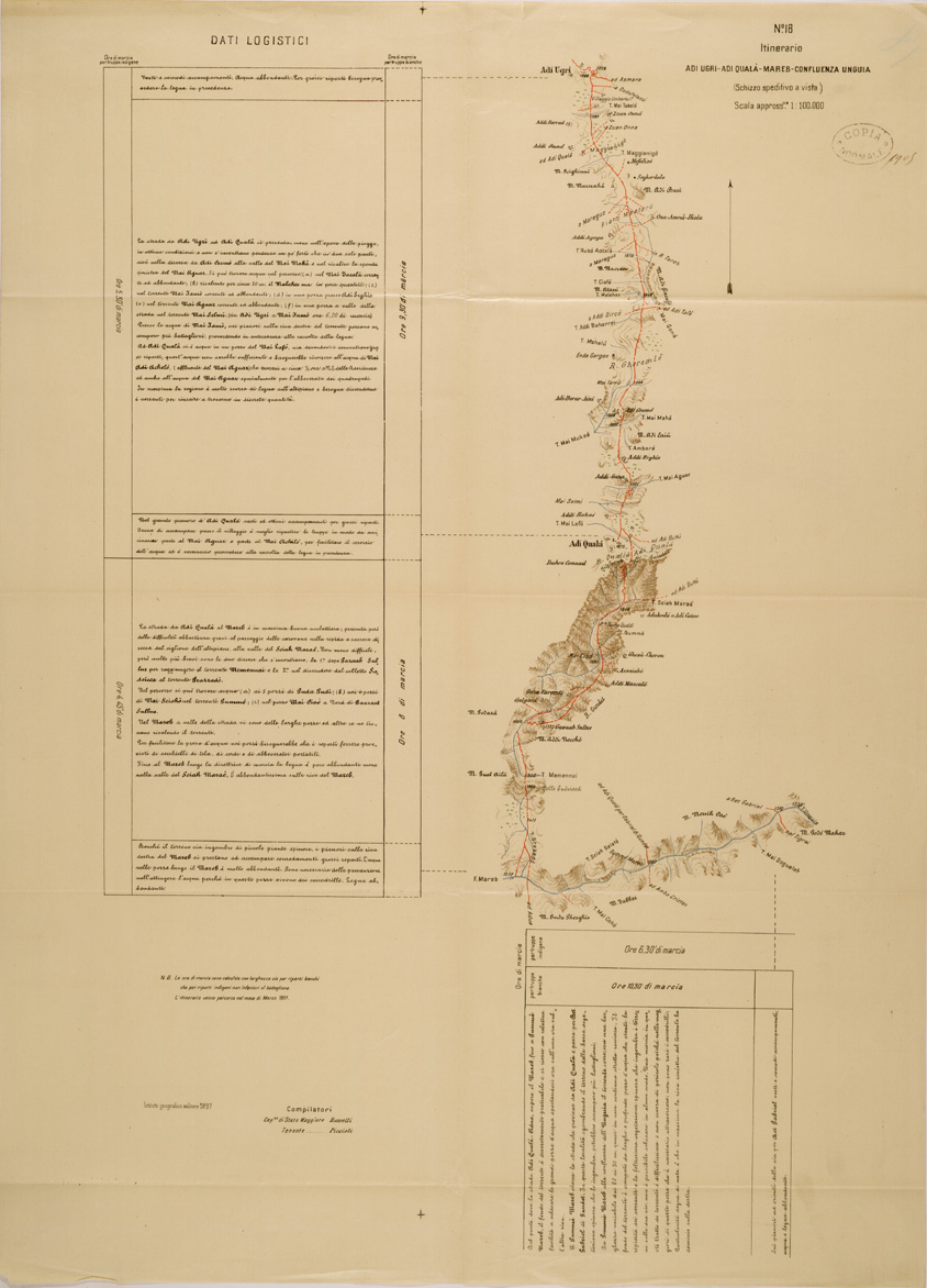 (N:30166) ITINERARIO 18 ADI UGRI ADI QUALA MAREB CONFLUENZA UNGUIA (SE004004) Carte e stampe antiche: riproduzione a colori su carta (formato A1)