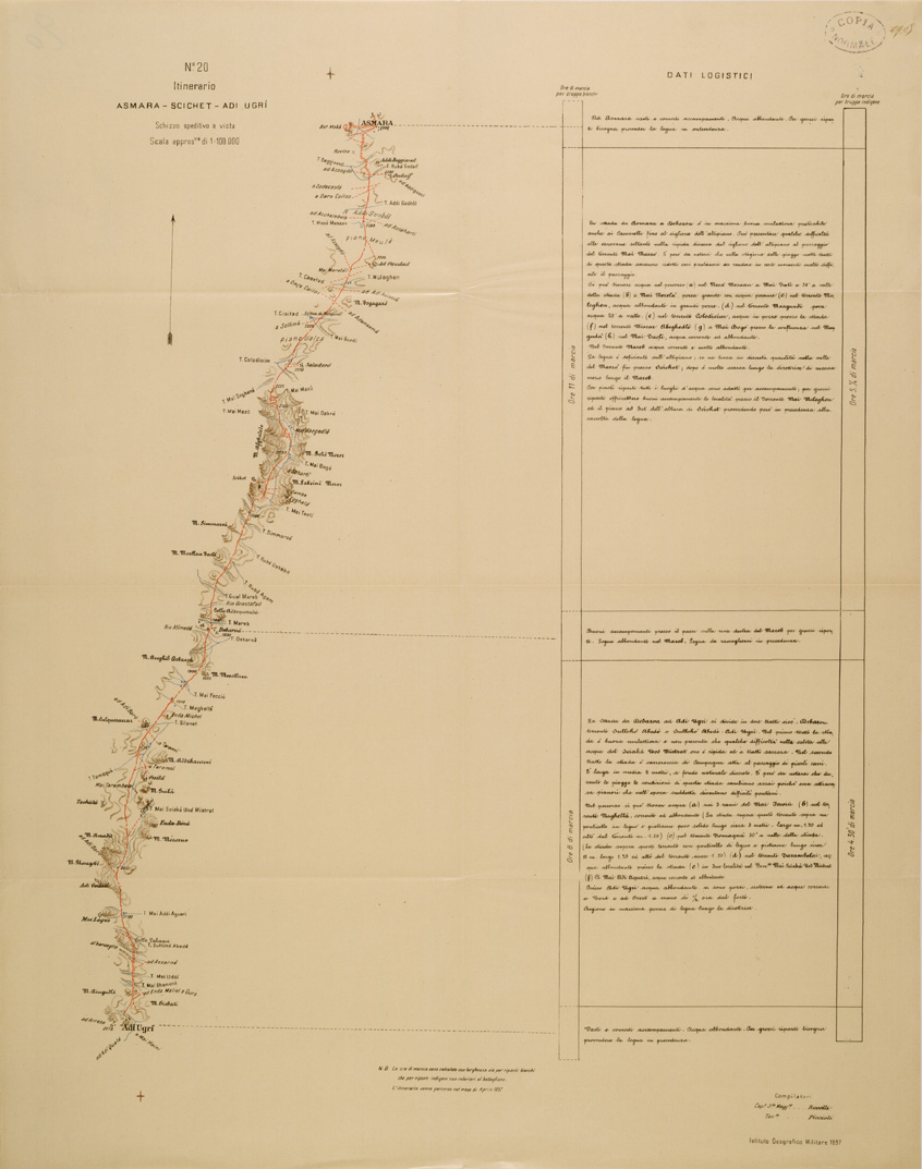 (N:30169) ITINERARIO 20 ASMARA SCICHET ADI UGRI (SE004006) Carte e stampe antiche: riproduzione a colori su carta (formato A1)