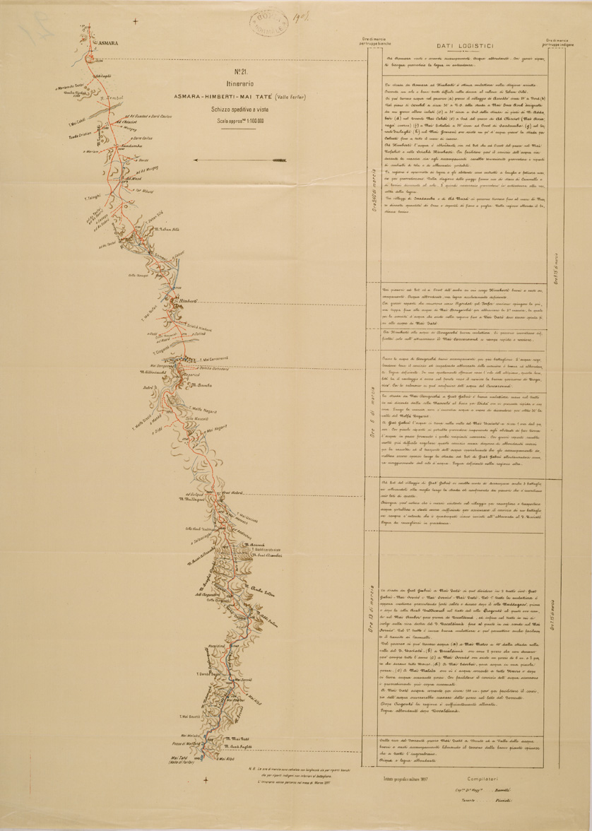(N:30170) ITINERARIO 21 ASMARA HIMBERTI MAI TATE (VALLE FERFER) (SE004007) Carte e stampe antiche: riproduzione a colori su carta (formato A1)