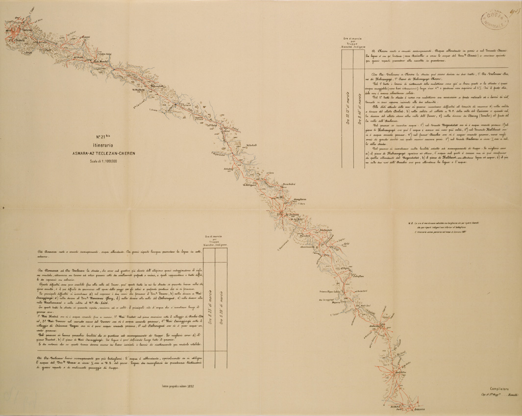 (N:30171) ITINERARIO 21 BIS ASMARA AZ TECLEZAN CHEREN (SE004008) Carte e stampe antiche: riproduzione a colori su carta (formato A1)