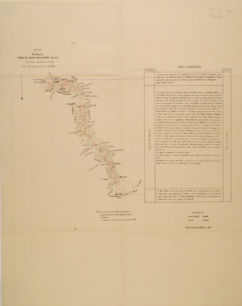 (N:30174) ITINERARIO 24 ACQUE DI LEIDA MAI DAHRO (MAREB) (SE004011) Carte e stampe antiche: riproduzione a colori su carta (formato A1)