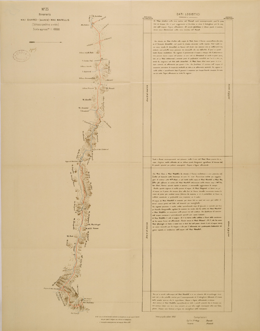 (N:30175) ITINERARIO 25 MAI DAHRO (MAREB) MAI MAFELLIS (SE004012) Carte e stampe antiche: riproduzione a colori su carta (formato A1)
