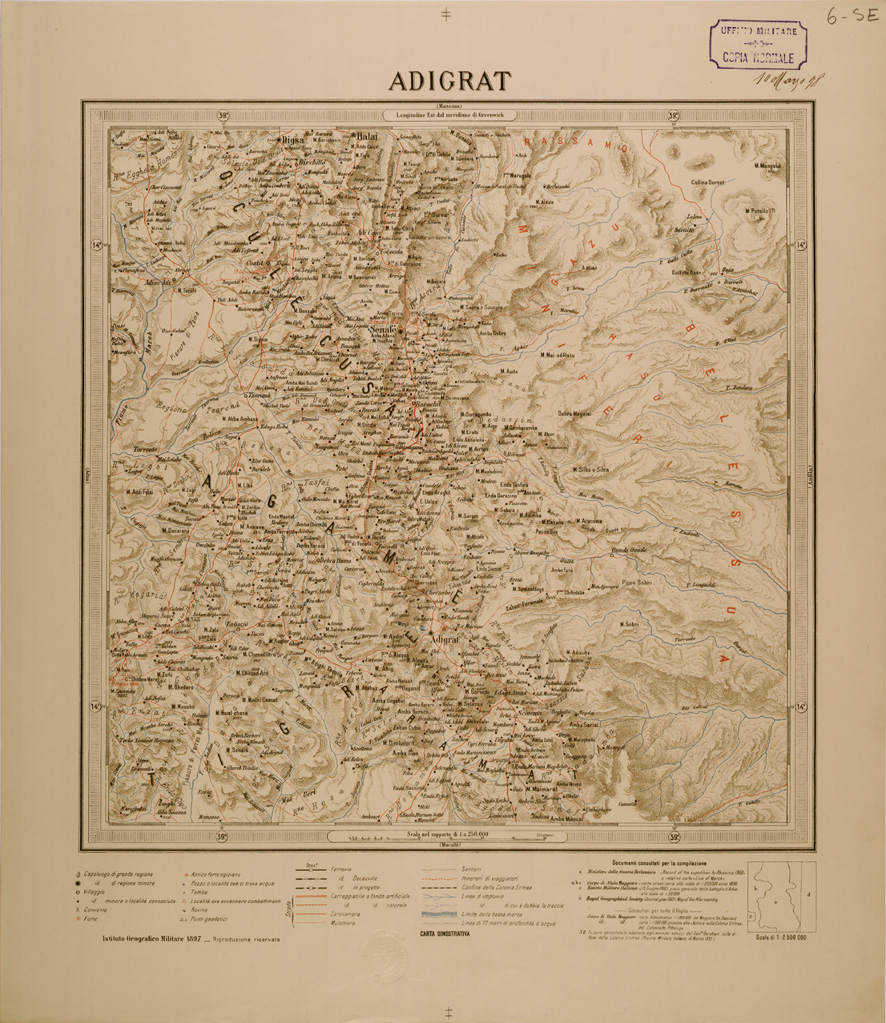 (N:30190) CARTA DELL' ERITREA - FOGLIO 6 SE - ADIGRAT (SE004020) Carte e stampe antiche: riproduzione a colori su carta (formato A1)