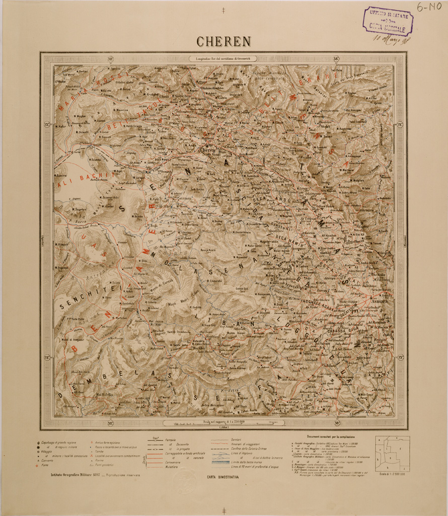(N:30192) CARTA DELL' ERITREA - FOGLIO 6 NO - CHEREN (SE004022) Carte e stampe antiche: riproduzione a colori su carta (formato A1)