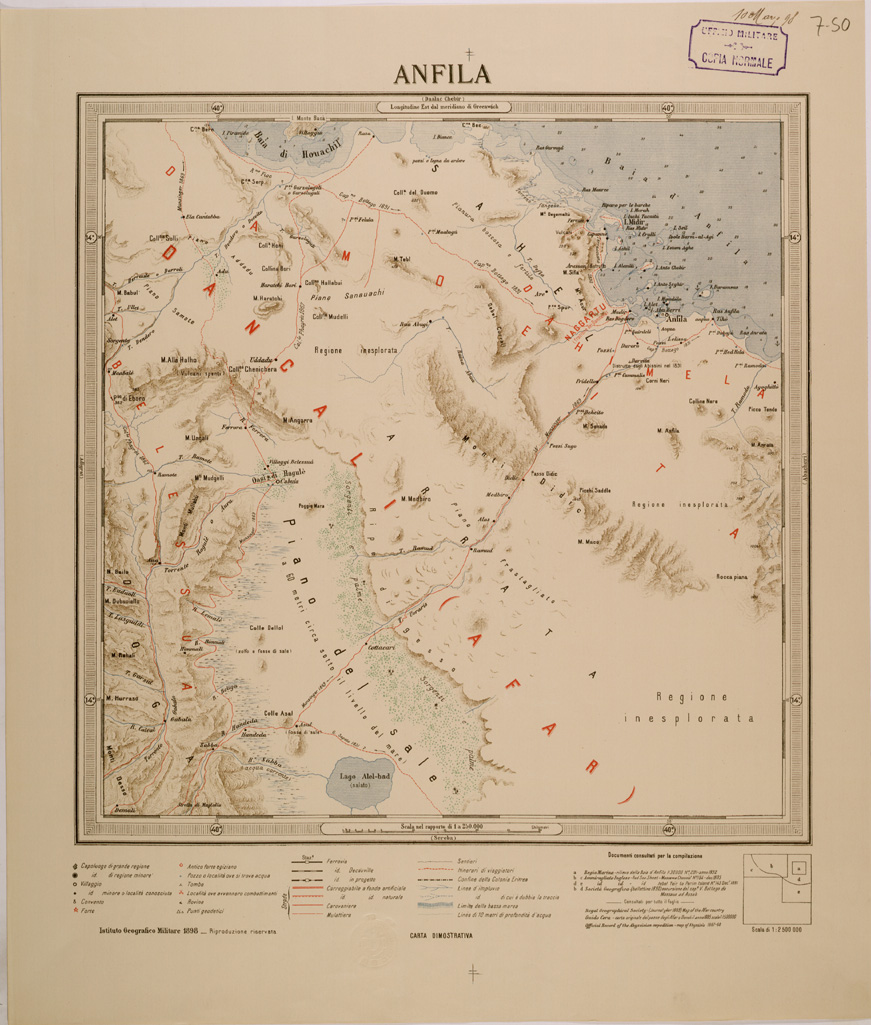(N:30193) CARTA DELL' ERITREA - FOGLIO 7 SO - ANFILA (SE004023) Carte e stampe antiche: riproduzione a colori su carta (formato A1)