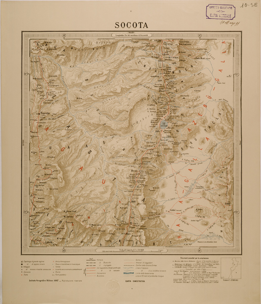 (N:30196) CARTA DELL' ERITREA - FOGLIO 10 SE - SOCOTA (SE004026) Carte e stampe antiche: riproduzione a colori su carta (formato A1)