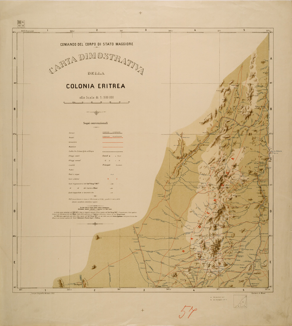 (N:30198) CARTA DIMOSTRATIVA DELLA COLONIA ERITREA - FOGLIO NO (SE004028) Carte e stampe antiche: riproduzione a colori su carta (formato A1)