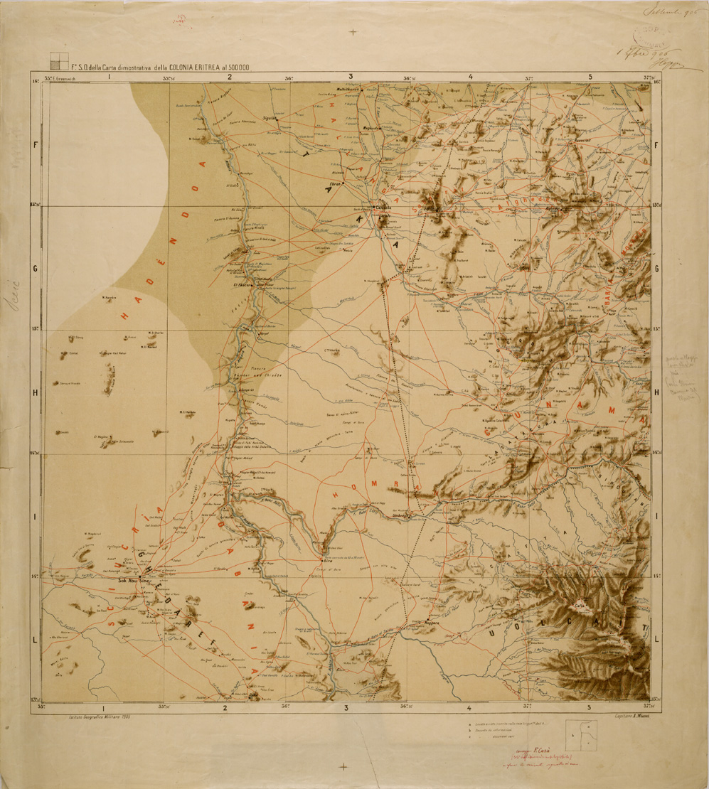 (N:30199) CARTA DIMOSTRATIVA DELLA COLONIA ERITREA - FOGLIO SO (SE004029) Carte e stampe antiche: riproduzione a colori su carta (formato A1)