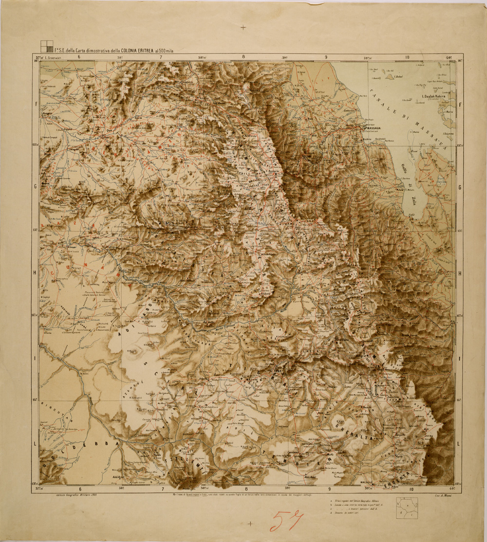 (N:30200) CARTA DIMOSTRATIVA DELLA COLONIA ERITREA - FOGLIO SE (SE004030) Carte e stampe antiche: riproduzione a colori su carta (formato A1)