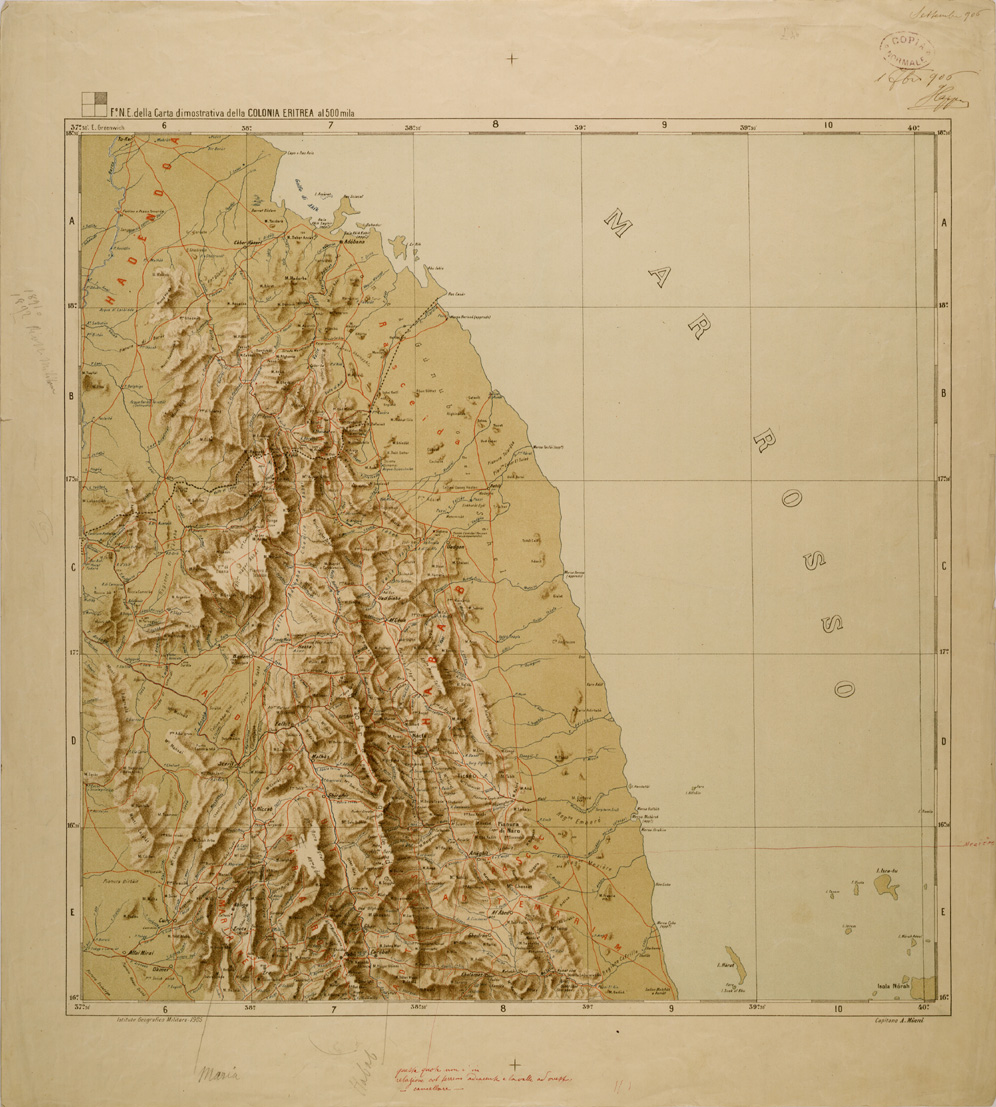 (N:30201) CARTA DIMOSTRATIVA DELLA COLONIA ERITREA - FOGLIO NE (SE004031) Carte e stampe antiche: riproduzione a colori su carta (formato A1)