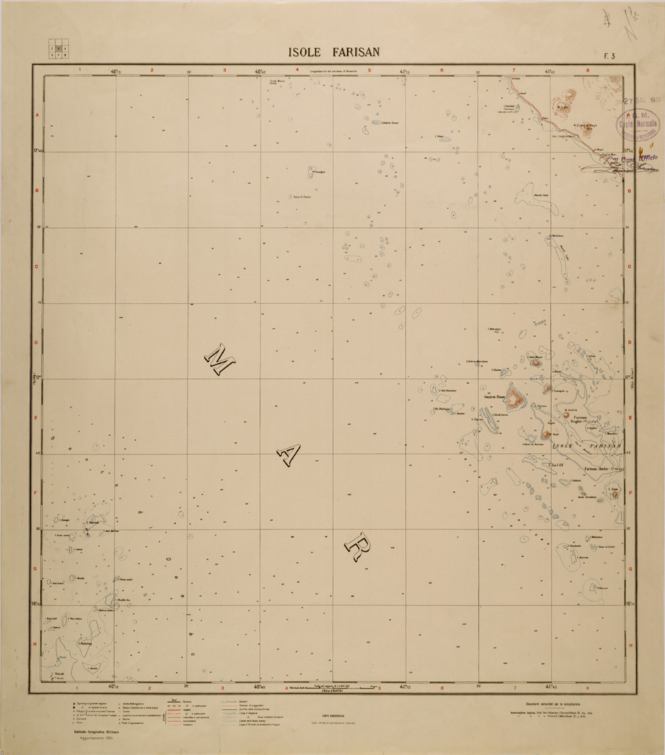 (N:30204) CARTA DIMOSTRATIVA DELLA COLONIA ERITREA E DELLE REGIONI ADIACENTI - FOGLIO 3 - ISOLE FARISAN (SE004034) Carte e stampe antiche: riproduzione a colori su carta (formato A1)
