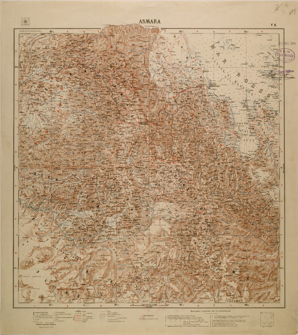 (N:30207) CARTA DIMOSTRATIVA DELLA COLONIA ERITREA E DELLE REGIONI ADIACENTI - FOGLIO 6 - ASMARA (SE004037) Carte e stampe antiche: riproduzione a colori su carta (formato A1)