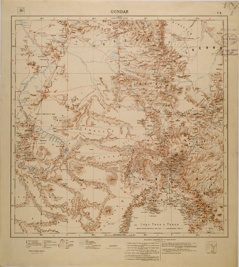 (N:30210) CARTA DIMOSTRATIVA DELLA COLONIA ERITREA E DELLE REGIONI ADIACENTI - FOGLIO 9 - GONDAR (SE004040) Carte e stampe antiche: riproduzione a colori su carta (formato A1)
