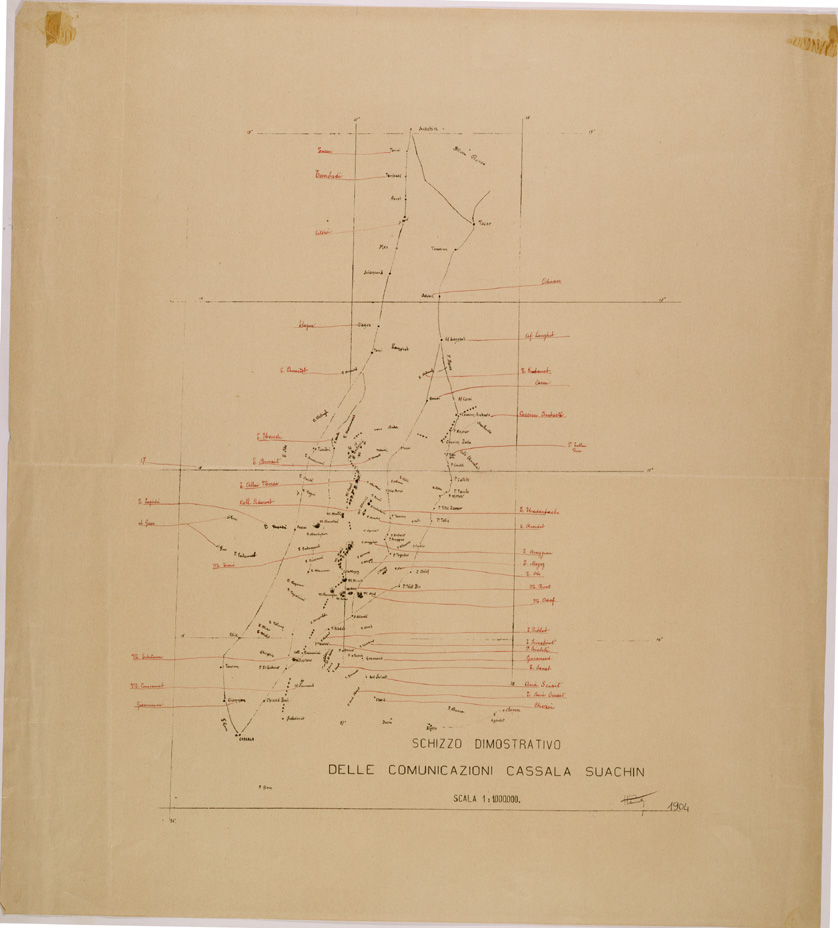 (N:30177) SCHIZZO DIMOSTRATIVO DELLE COMUNICAZIONI CASSALA - SUACHIN (SE004082) Carte e stampe antiche: riproduzione a colori su carta (formato A1)