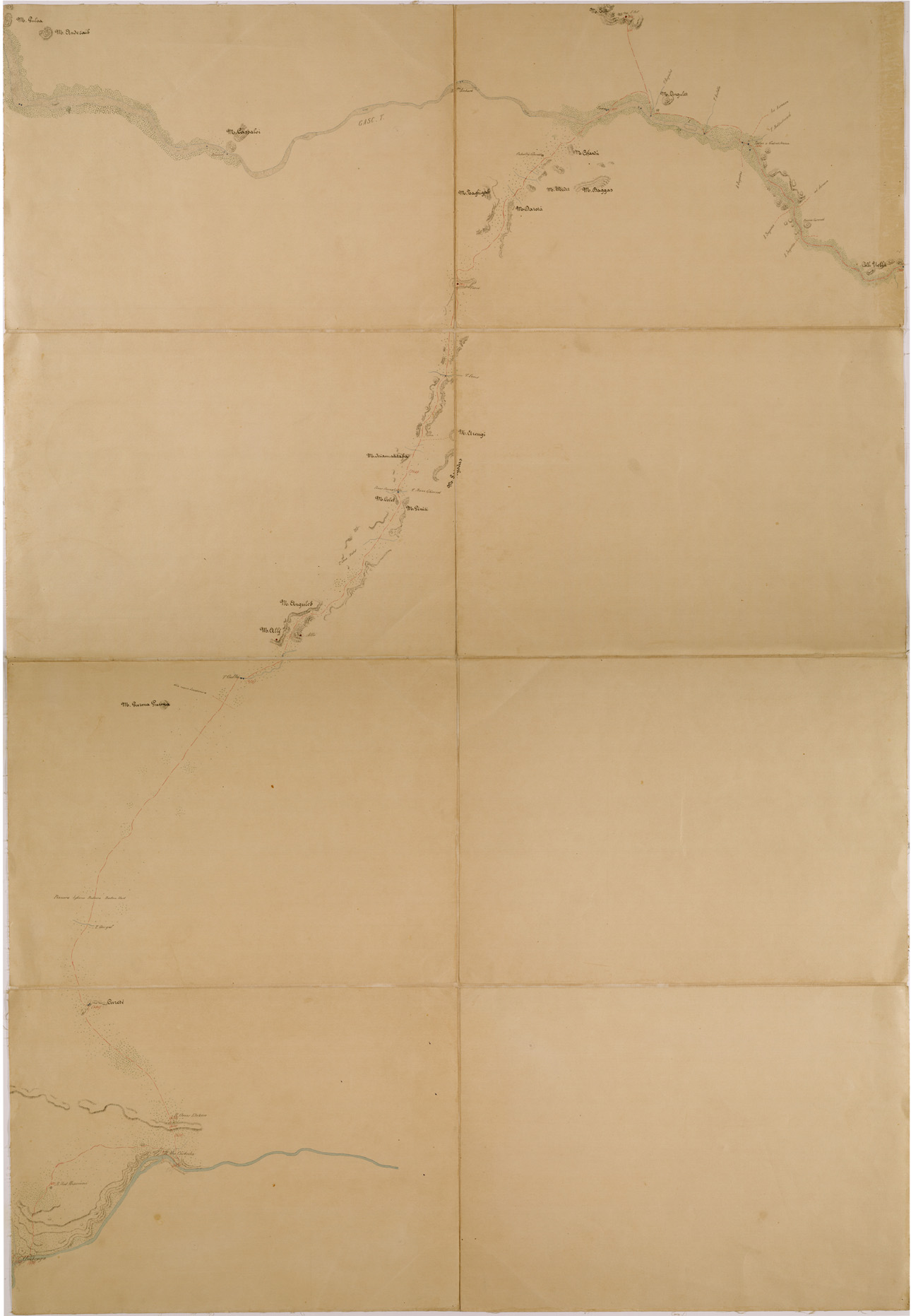 (N:30185) SCHIZZO ITINERARIO ASMARA - CURCUGGI - SETIT - SABDERAT - TAVOLA 4 (SE004092) Carte e stampe antiche: riproduzione a colori su carta (formato A1)