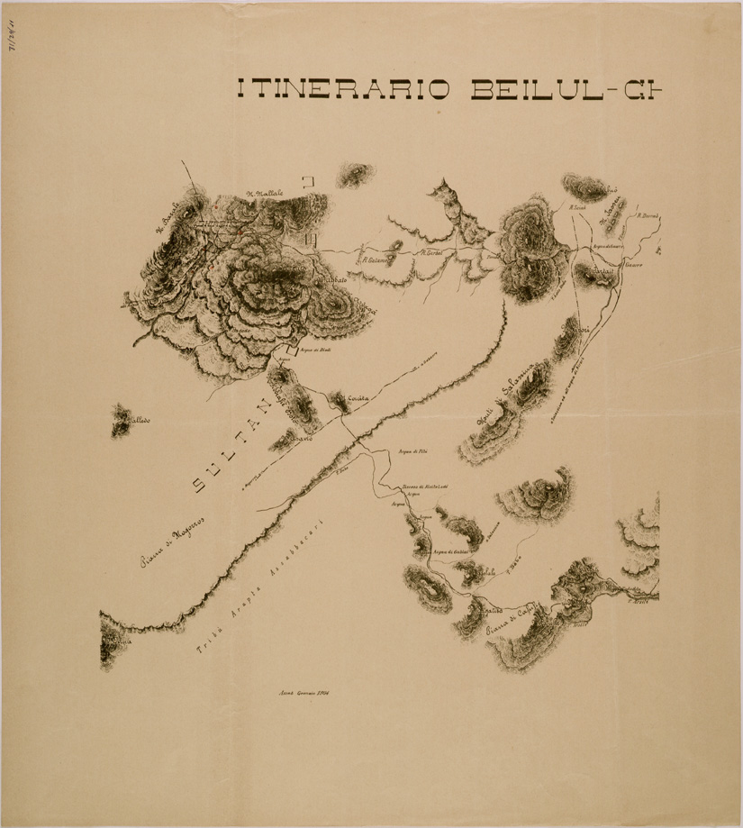 (N:30218) ITINERARIO BEILUL - CHIRRIFO - GHIBDO - ASSAB - TAVOLA OVEST (SE004095) Carte e stampe antiche: riproduzione a colori su carta (formato A1)