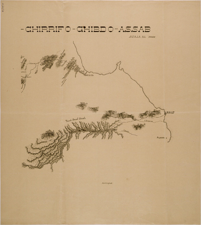 (N:30217) ITINERARIO BEILUL - CHIRRIFO - GHIBDO - ASSAB - TAVOLA EST (SE004096) Carte e stampe antiche: riproduzione a colori su carta (formato A1)