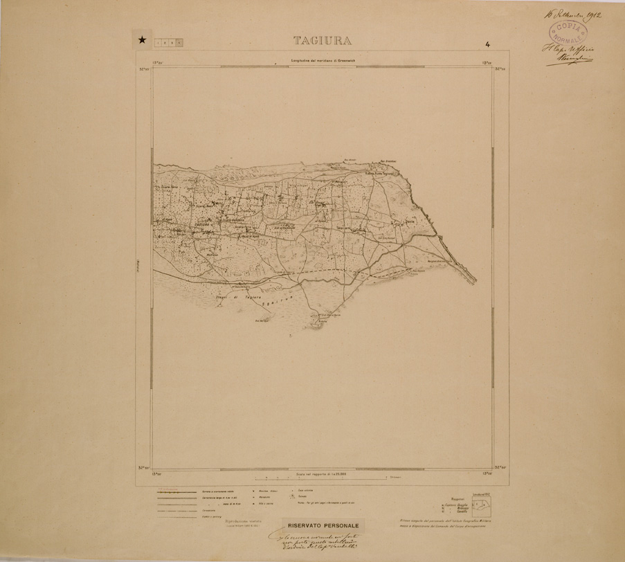 (N:30247) TRIPOLI E DINTORNI - FOGLIO 4 - TAGIURA (SE004127) Carte e stampe antiche: riproduzione a colori su carta (formato A1)