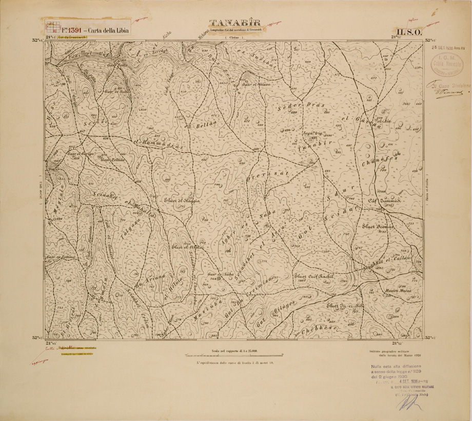 (N:30689) CARTA DELLA LIBIA FOGLIO 1391  II SO TANABIR (SE004184) Carte e stampe antiche: riproduzione a colori su carta (formato A1)