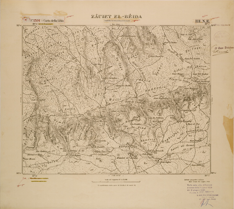 (N:30691) CARTA DELLA LIBIA FOGLIO 1391  III  NE ZAUIET EL BEIDA
 (SE004186) Carte e stampe antiche: riproduzione a colori su carta (formato A1)