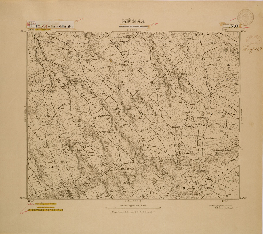 (N:30694) CARTA DELLA LIBIA FOGLIO 1391  III  NO MESSA (SE004189) Carte e stampe antiche: riproduzione a colori su carta (formato A1)