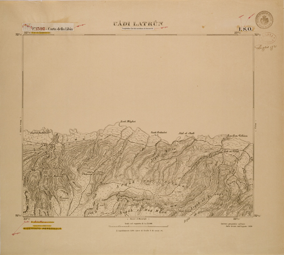 (N:30701) CARTA DELLA LIBIA FOGLIO 1392 I SO UADI LATRUN (SE004193) Carte e stampe antiche: riproduzione a colori su carta (formato A1)