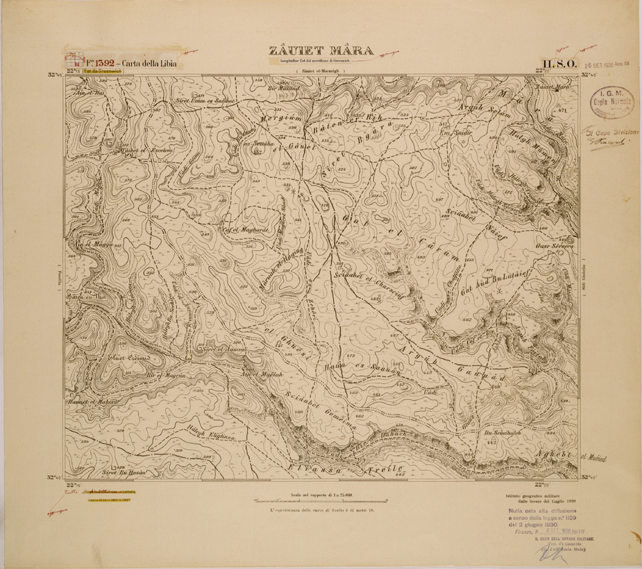 (N:30704) CARTA DELLA LIBIA FOGLIO 1392 II SO  ZAUIET MARA (SE004196) Carte e stampe antiche: riproduzione a colori su carta (formato A1)