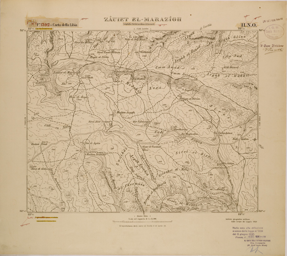 (N:30705) CARTA DELLA LIBIA FOGLIO 1392 II NO  ZAUIET EL MARAZIGH (SE004197) Carte e stampe antiche: riproduzione a colori su carta (formato A1)