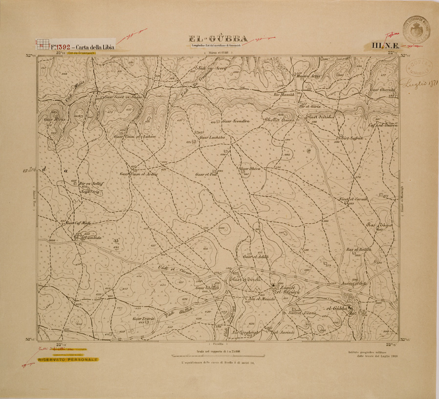 (N:30706) CARTA DELLA LIBIA FOGLIO 1392 III NE  EL GUBBA (SE004198) Carte e stampe antiche: riproduzione a colori su carta (formato A1)