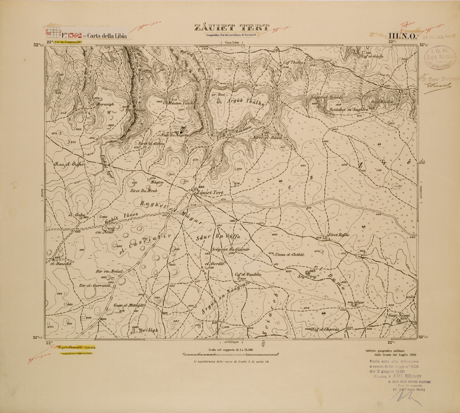 (N:30709) CARTA DELLA LIBIA FOGLIO 1392 III NO  ZAUIET TERT (SE004201) Carte e stampe antiche: riproduzione a colori su carta (formato A1)