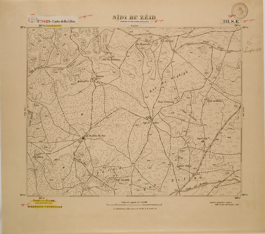 (N:30756) CARTA DELLA LIBIA FOGLIO 1489  III SE SIDI BU ZEID (SE004220) Carte e stampe antiche: riproduzione a colori su carta (formato A1)