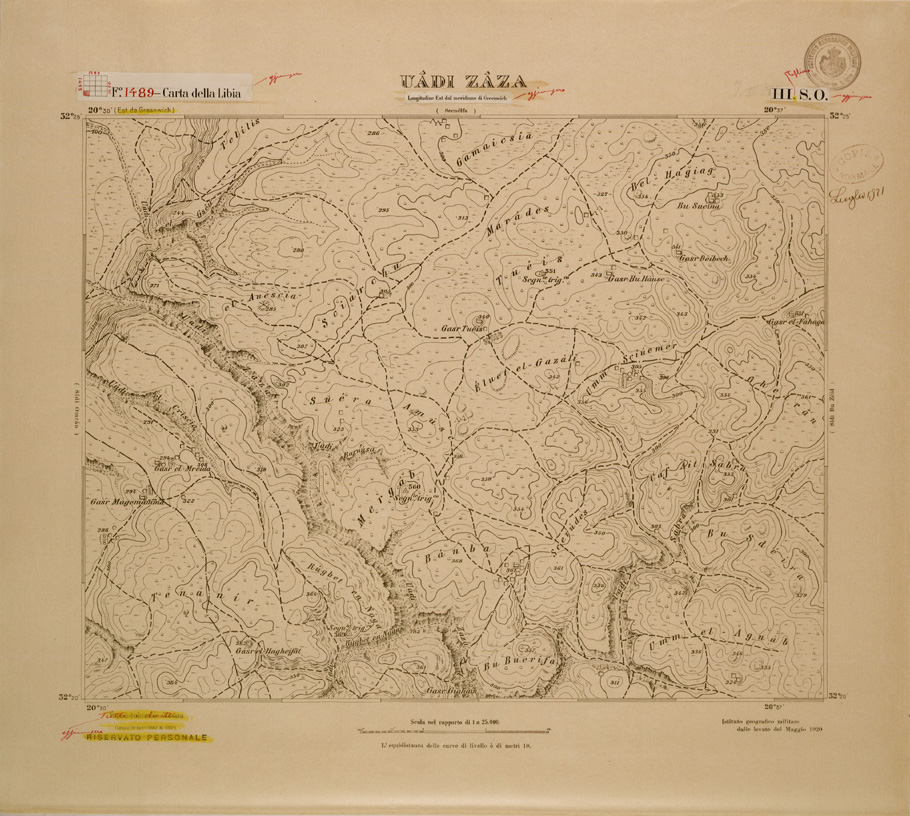 (N:30757) CARTA DELLA LIBIA FOGLIO 1489  III SO UADI ZAZA (SE004221) Carte e stampe antiche: riproduzione a colori su carta (formato A1)