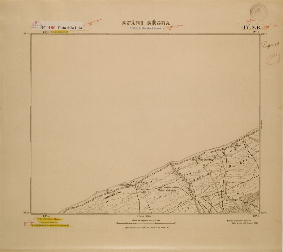 (N:30759) CARTA DELLA LIBIA FOGLIO 1489  IV  NE SUANI SEGBA (SE004223) Carte e stampe antiche: riproduzione a colori su carta (formato A1)