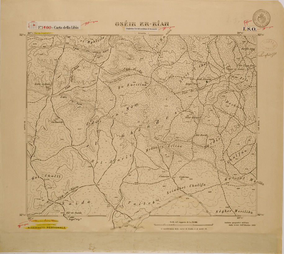 (N:30772) CARTA DELLA LIBIA FOGLIO 1490  I SO  GSEIR ER RIAH (SE004228) Carte e stampe antiche: riproduzione a colori su carta (formato A1)