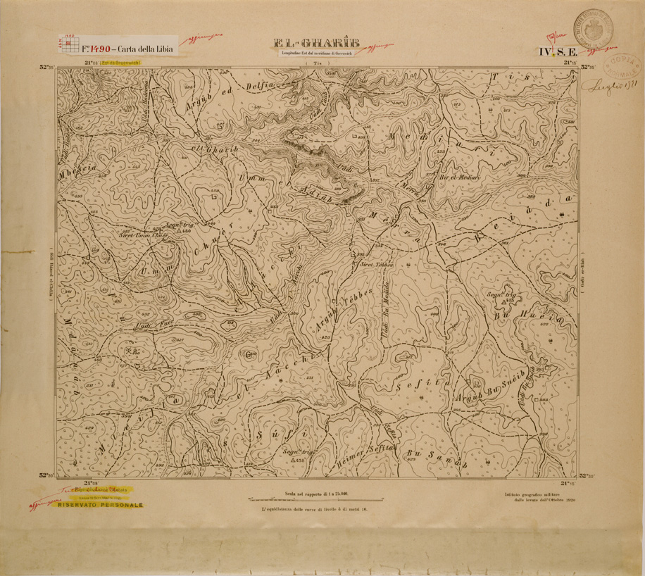(N:30777) CARTA DELLA LIBIA FOGLIO 1490  IV  SE   EL GHARIB (SE004231) Carte e stampe antiche: riproduzione a colori su carta (formato A1)